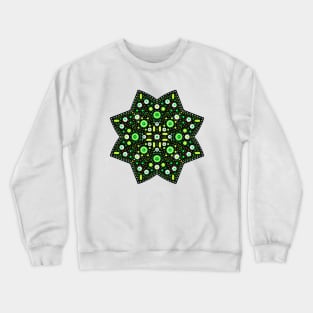 Eight-Pointed Star Mandala Green-Yellow-White Crewneck Sweatshirt